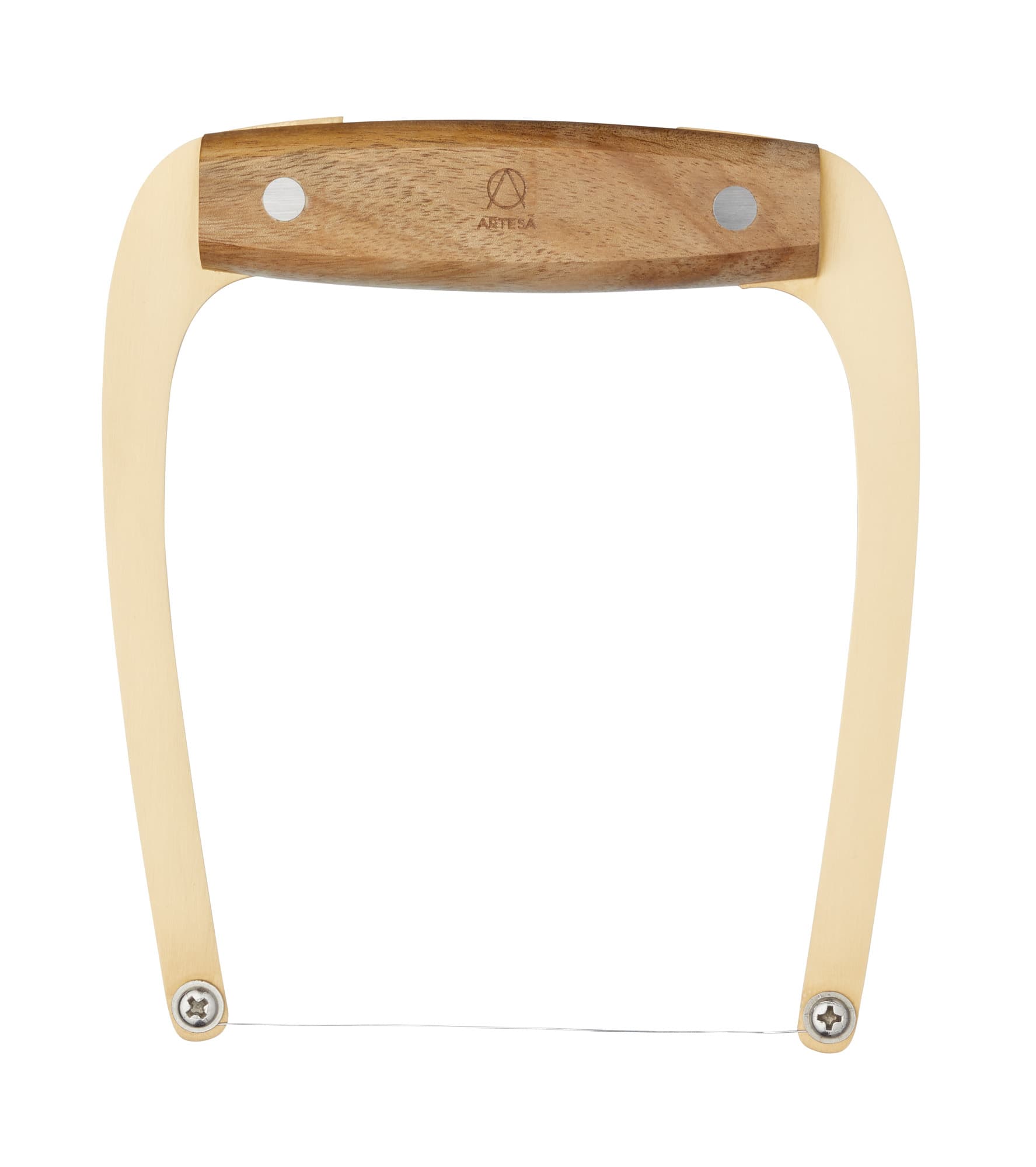 Artesá Brass-Finished Soft Cheese Knife with Acacia Wood Handle