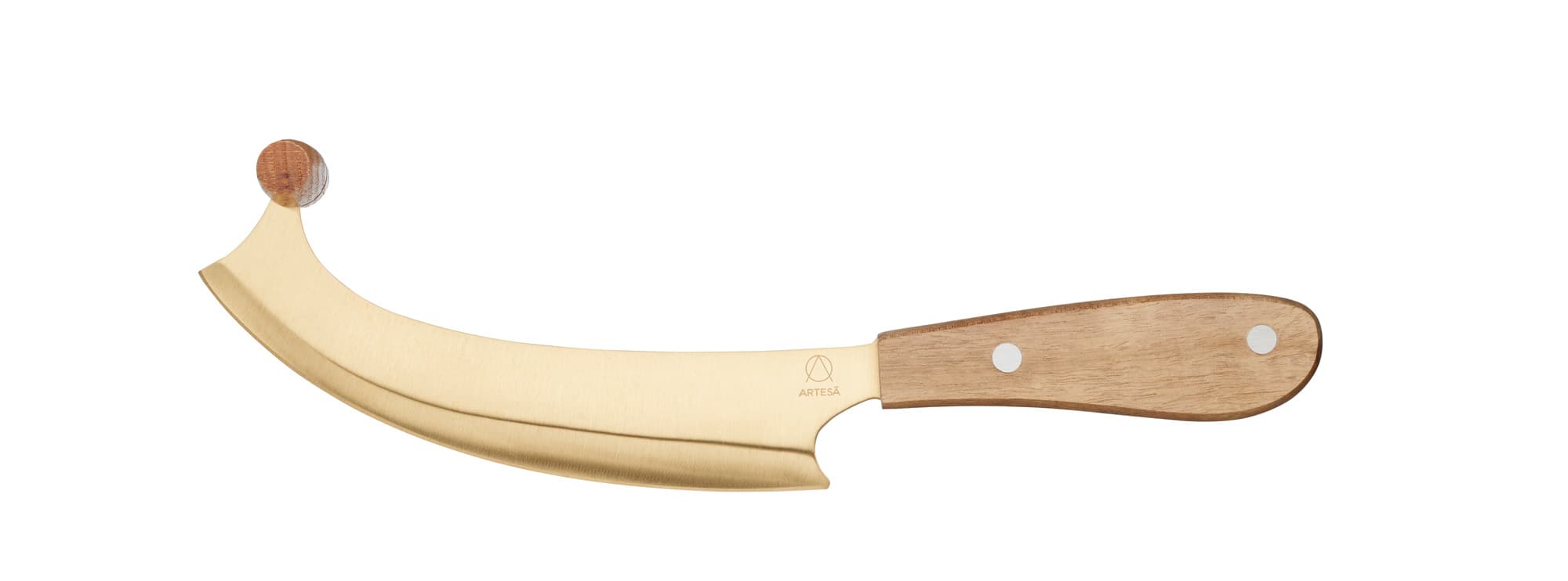 Artesá Brass-Finished Mezzaluna Dutch-Style Cheese Knife