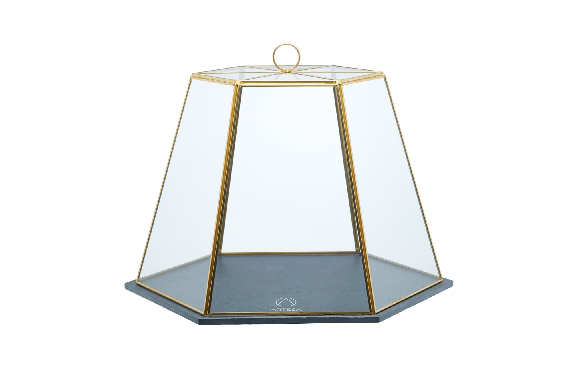 Artesá Glass Serving Cloche with Slate Base, Colour Clear