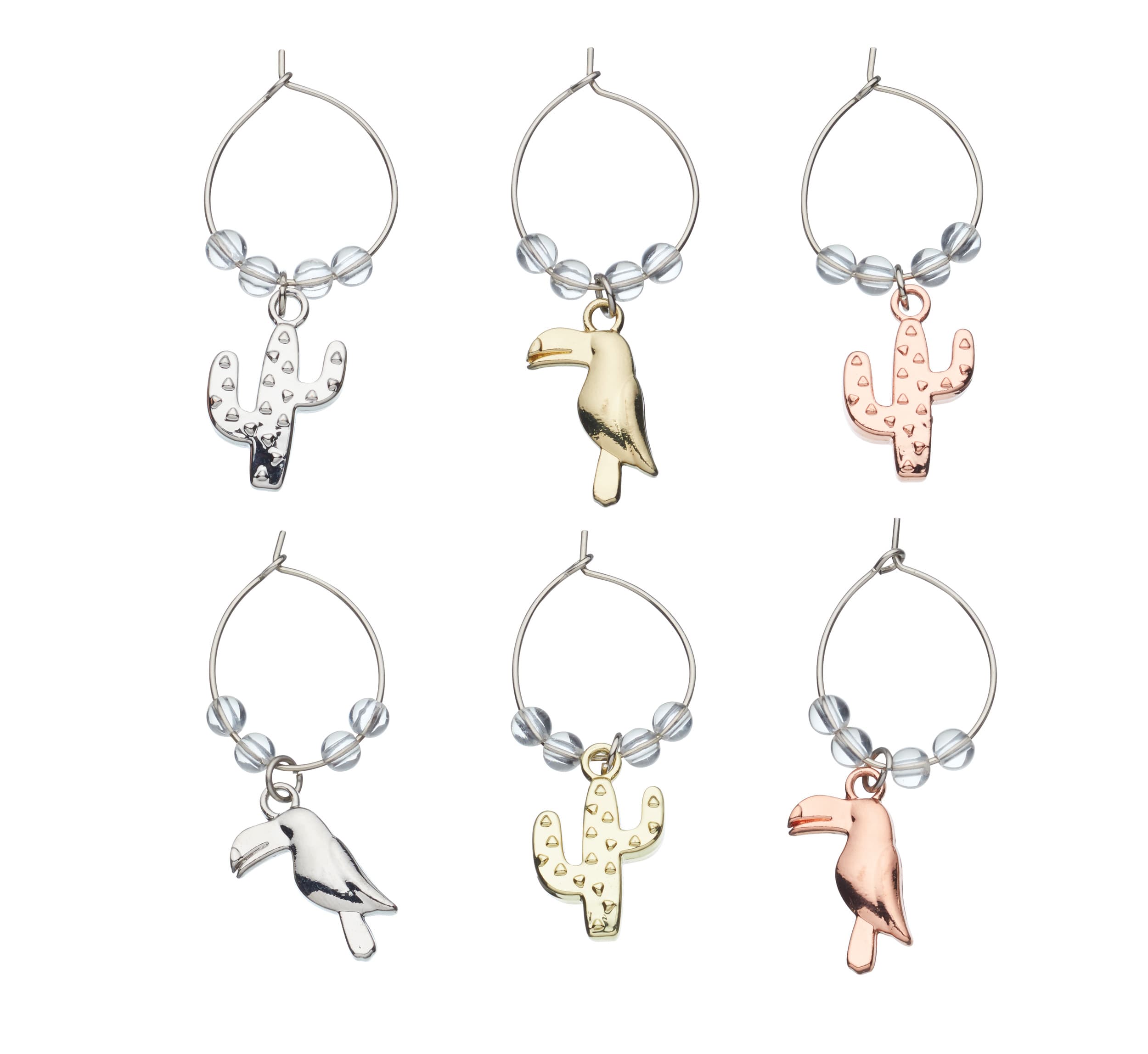 BarCraft Tropical Toucan & Cactus Wine Charms