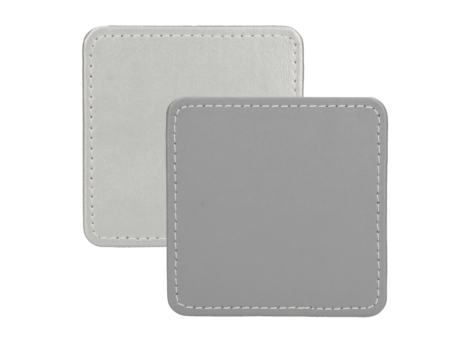 Creative Tops Naturals Premium Pack Of 4 Stitched Edge Faux Leather Coasters Metalic Silver, Colour Assorted