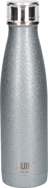 Built 500ml Double Walled Stainless Steel Water Bottle Silver Glitter, Colour Silver