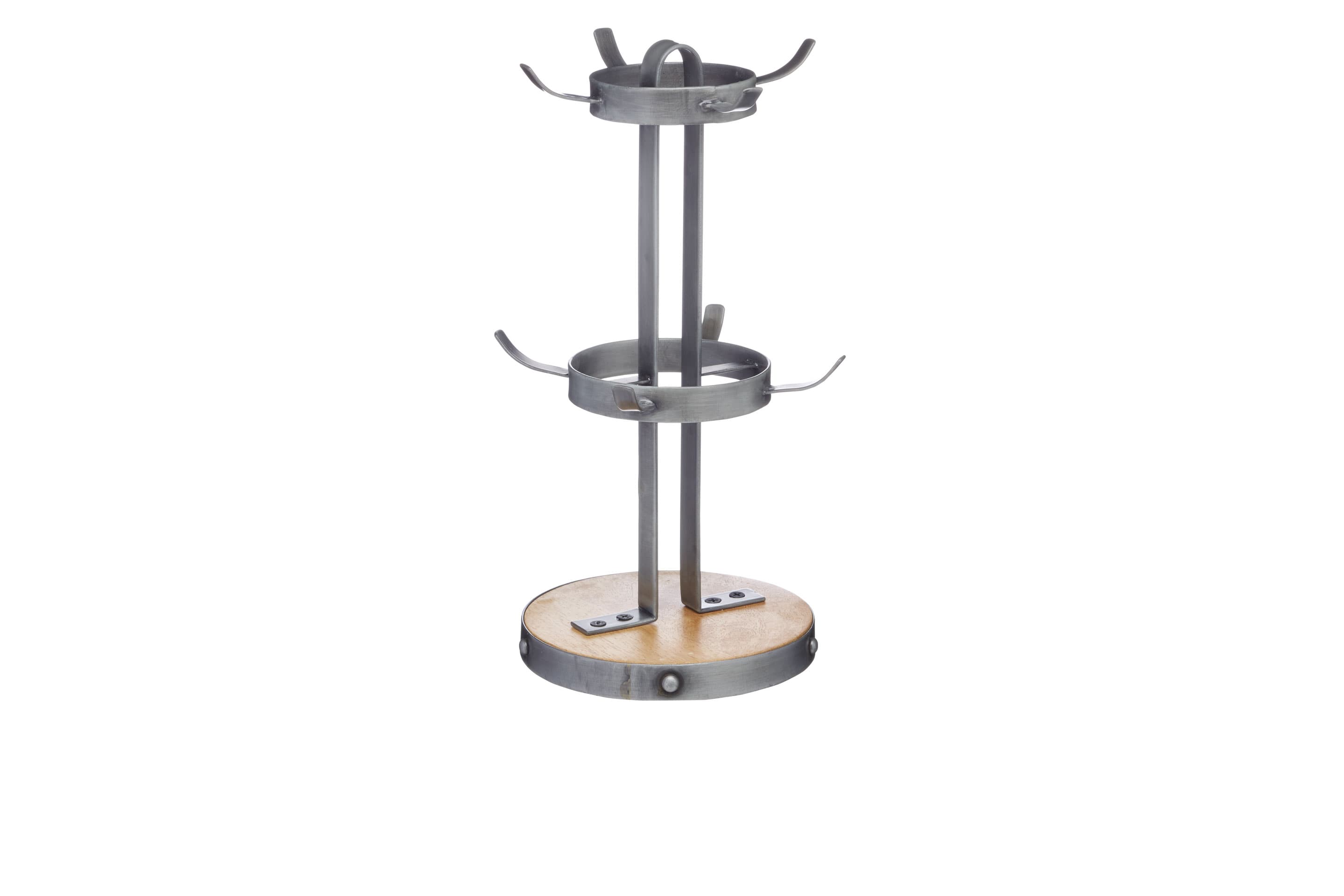 Industrial Kitchen Metal / Wooden Mug Tree Stand, Colour Assorted