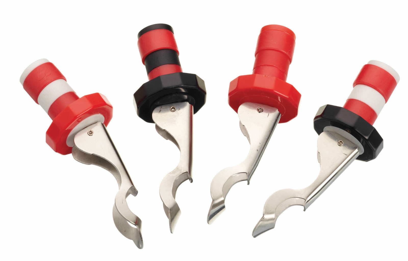 KitchenCraft Set of Four Lever-Arm Action Bottle Stoppers, Colour Assorted